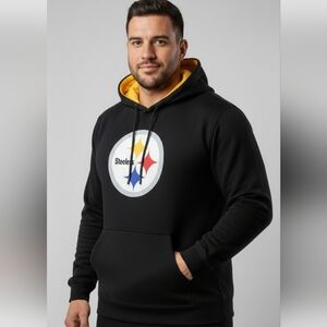 Vintage 2000s NFL Reebok Pittsburgh Steelers Embroidered Black Hoodie Size 2xl